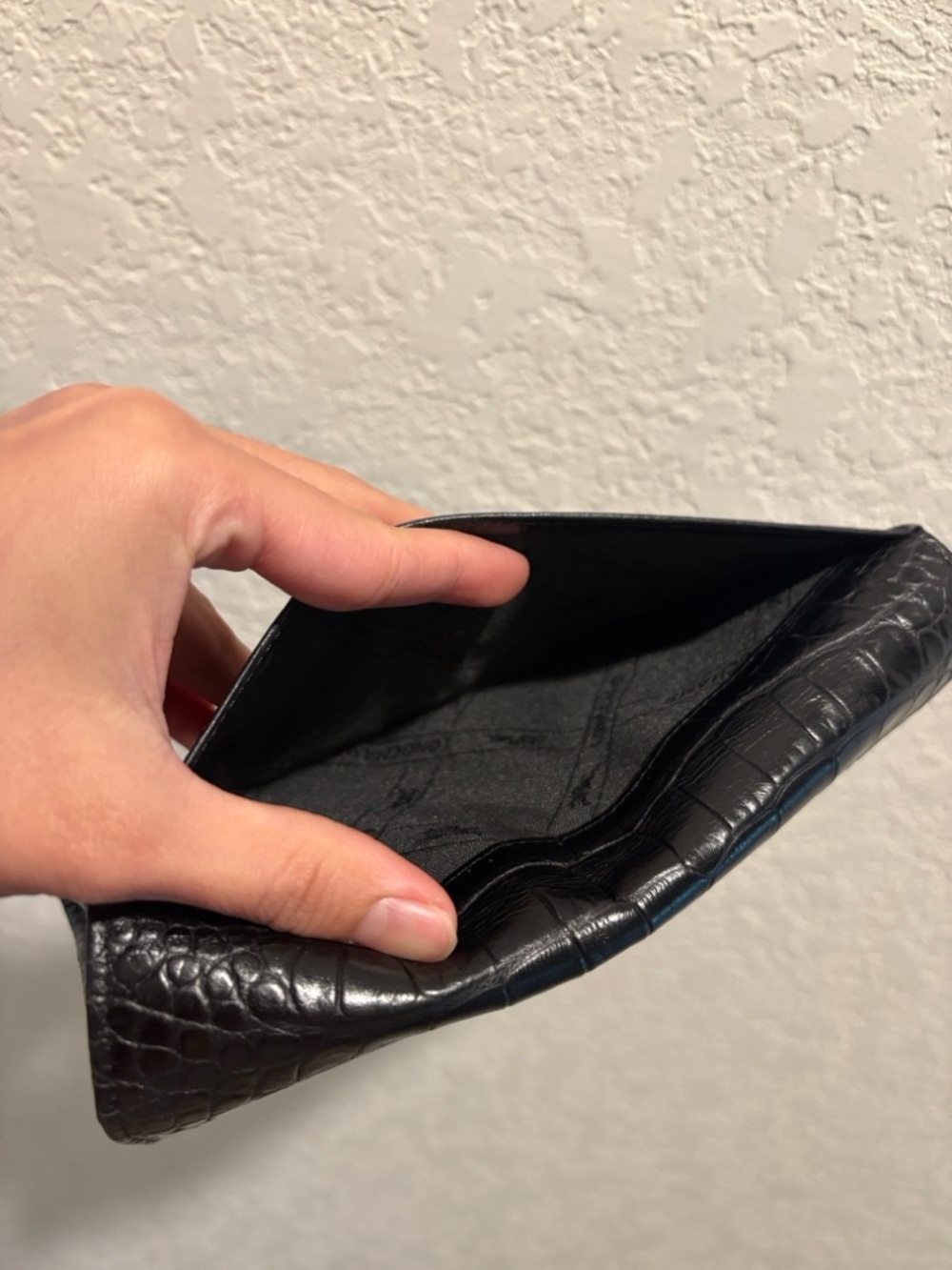 Longchamp Black Leather Croc Leather Embossed Long Snap Wallet - Picture 5 of 12